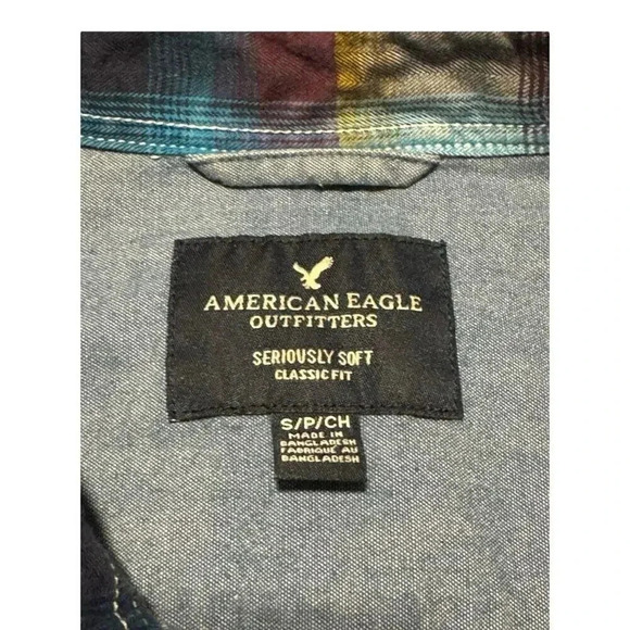 American Eagle Outfitters Seriously Soft Classic Fit Men’s Small Button Down - Picture 4 of 7